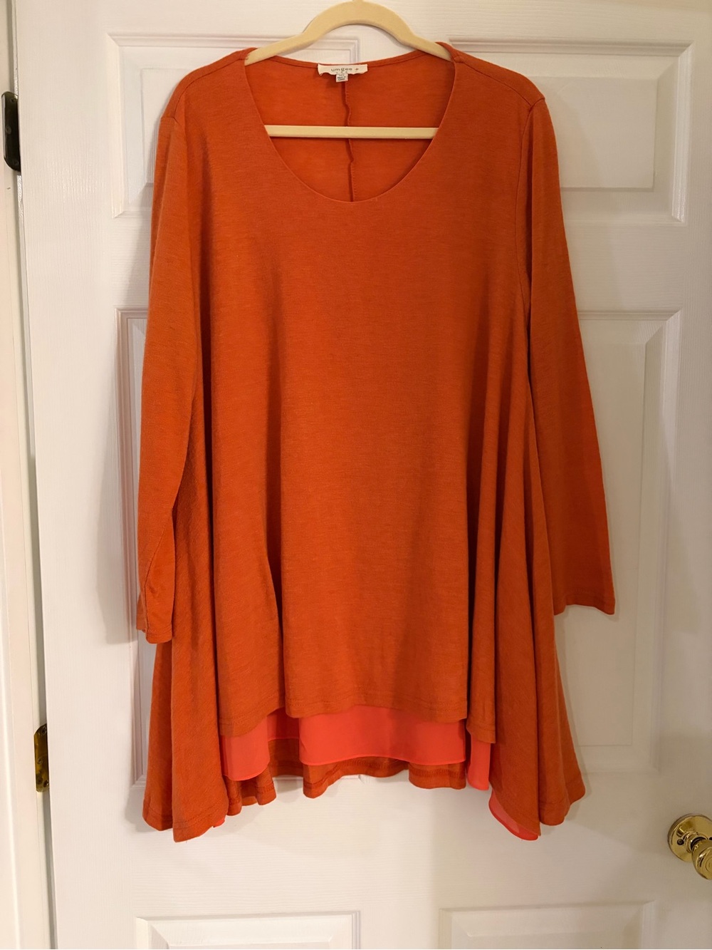 Umgee swing‎ minidress tunic asymmetrical hem burnt orange women’s 1XL